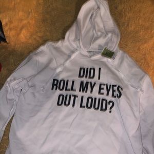 White cropped graphic sweatshirt.Brand new with tag!  Size large/ fits medium